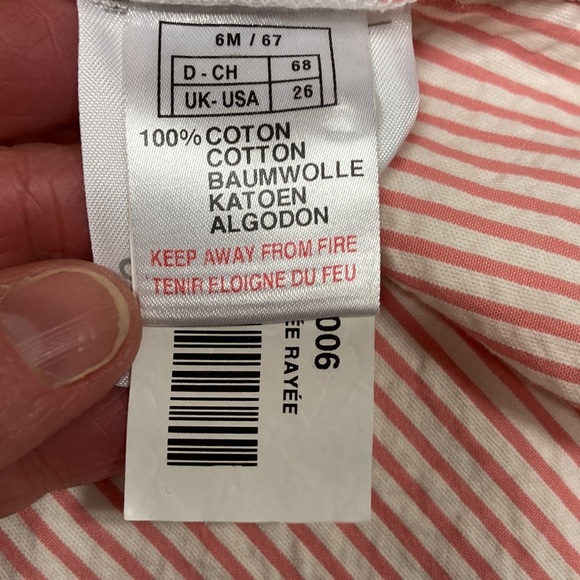 Cyrillus Paris seersucker smocked stripe dress 6m - Picture 7 of 8